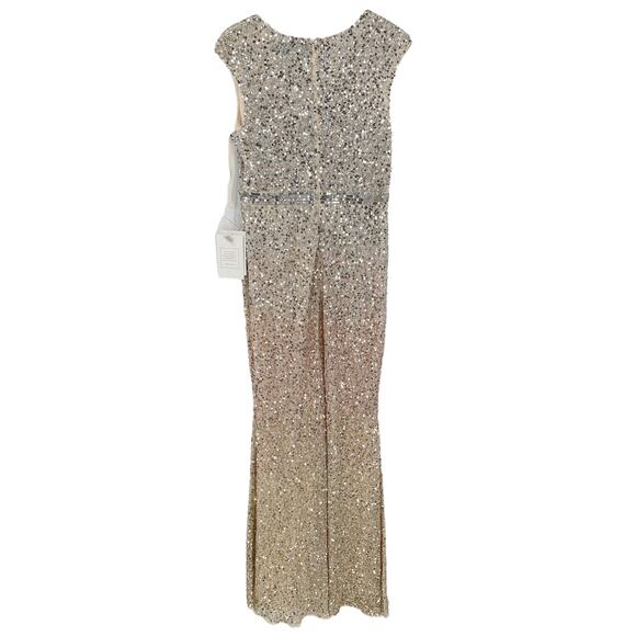 MAC DUGGAL Dress Size 10 Evening Gown Sequin Beaded V-Neck NEW Cream Cap Sleeve - Picture 6 of 8